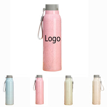 Custom Wheat Straw Glass Water Bottle with Logo