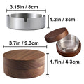 Wooden Ashtray with Stainless Steel Liner