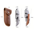 Professional Wine Corkscrew Opener Foil Cutter Leather Case
