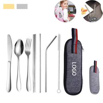 Portable Stainless Steel Reusable Cutlery Set with Case