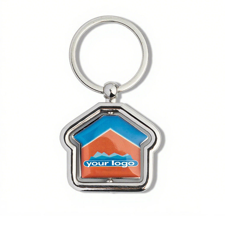Rotatable Zinc Alloy House Keychain