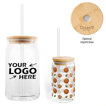 17 Oz. Soda Lime Glass Can With Bamboo Lid
