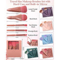 Travel Makeup Brush Set With Mirror