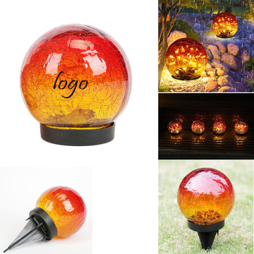 Garden Solar Gradient Red Crack Glass Light