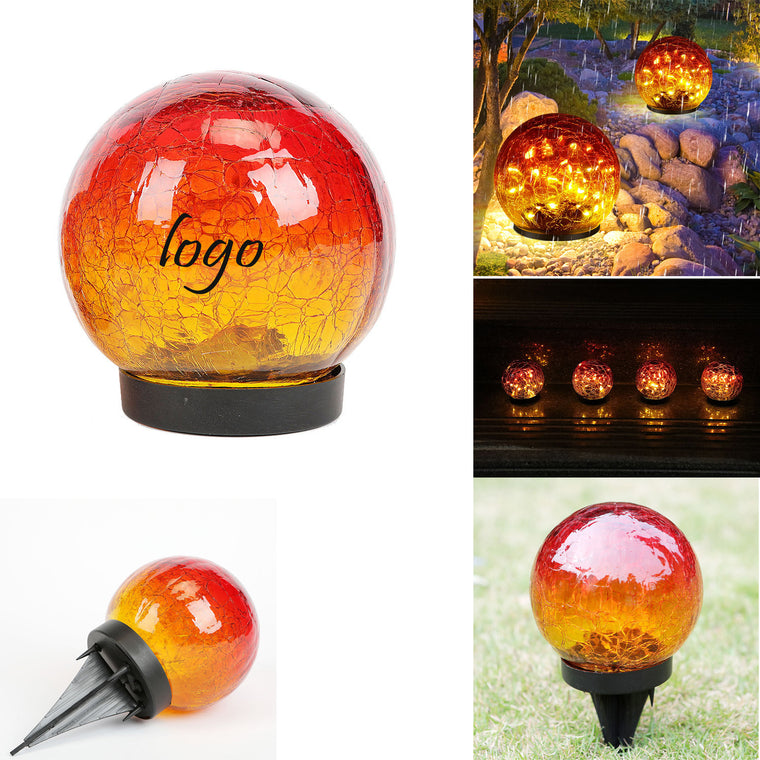 Garden Solar Gradient Red Crack Glass Light