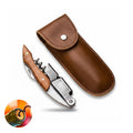 Professional Wine Corkscrew Opener Foil Cutter Leather Case