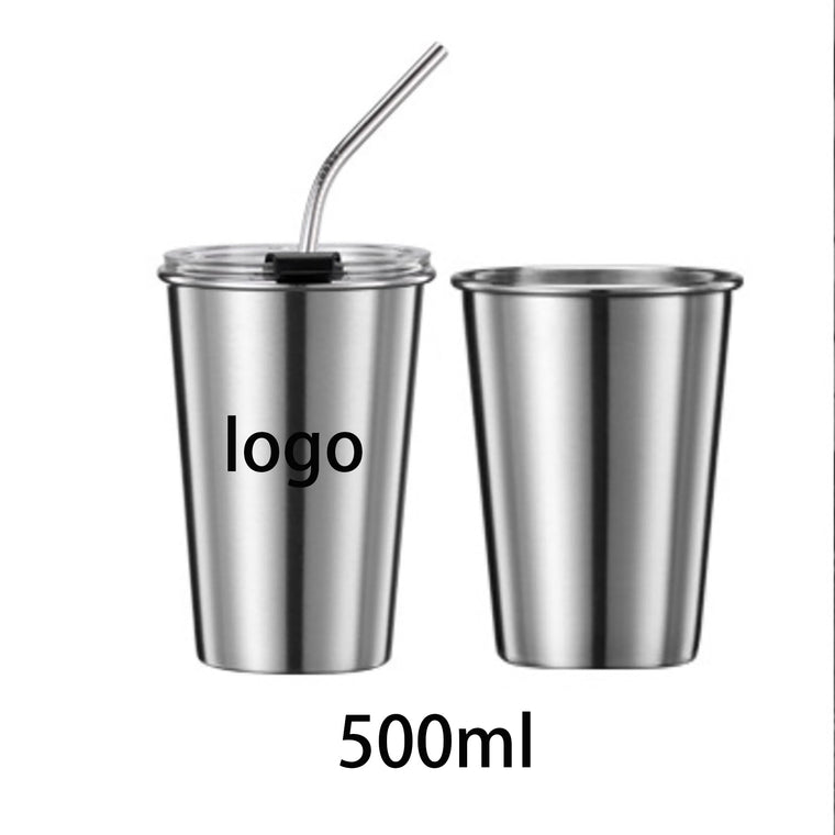 16 Ounce Stainless Steel Wine Glass With Lid And Straw