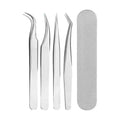 Home Portable Stainless Steel Eyelash Tweezer Clip Set Of 5