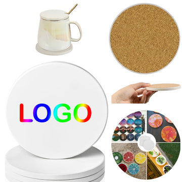 4" Ceramics Absorbent Coaster with Cork Base