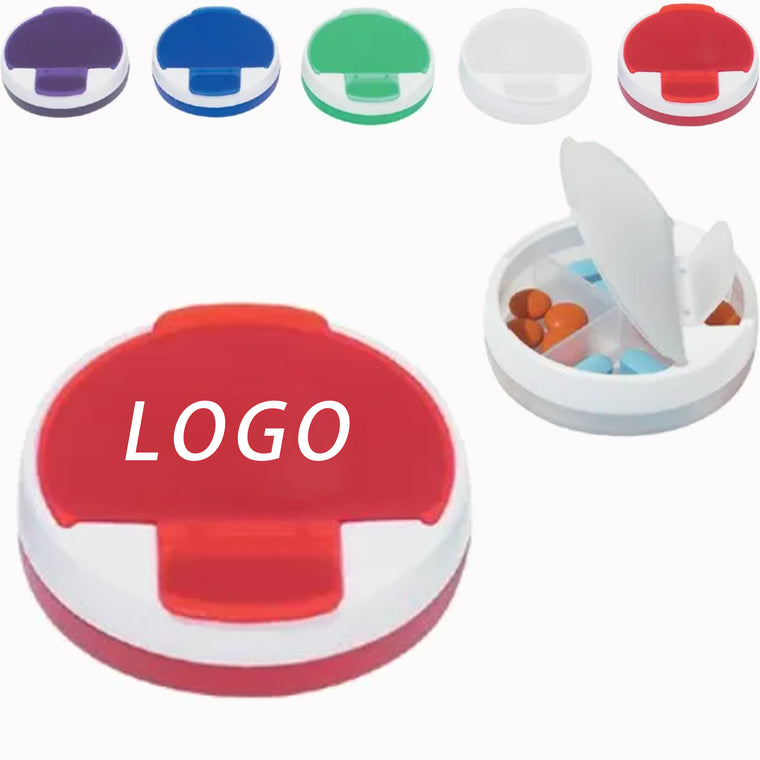 Round 4 Compartments Rotating Pill Box Or Pill Case