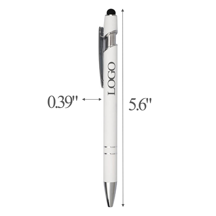 White Aluminum Push Action Ballpoint Pen with Medium Oil