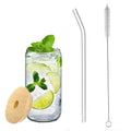 16Oz Glass Coffee Cup With Bamboo Lids Straws And Brushes