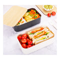 33.81Oz Lunch Box For Adults And Students With Natural Bamboo Lid, Spoon, Fork, Knife