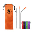 2Pcs Stainless Steel Straws With Silicone Tips And Cleaning Brush