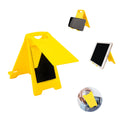 Warning Sign-Shaped Cell Phone Stand with Built-in Mirror