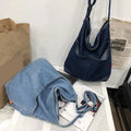Denim Shoulder Hobo Tote Bag