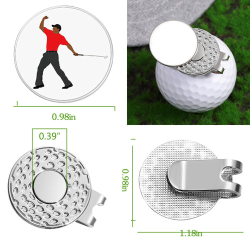 1.18" Magnetic Golf Hat Clip, Silver Custom Logo Plate