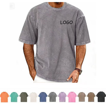 Unisex Cotton Short Sleeve Vintage Washed Basic Tees