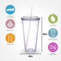 16OZ Double Layer Plastic Straw Cup