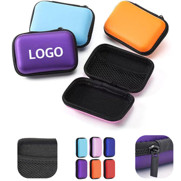 Portable EVA Data Cable Earphone Storage Zipper Bag