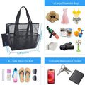 Mesh Beach Bag Tote with Pockets