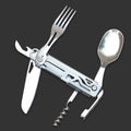 6-In-1 Folding Camping Utensil Set With Corkscrew