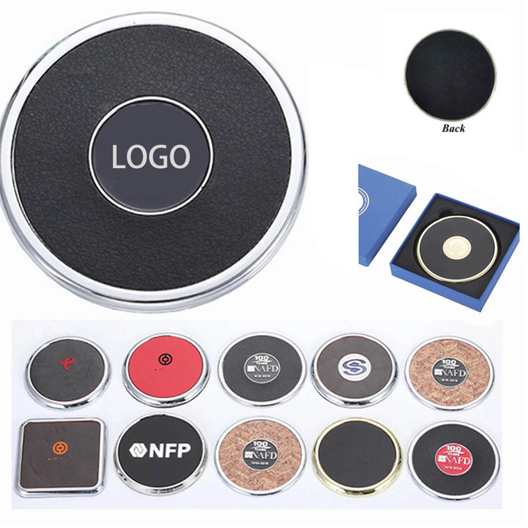 Matal Ring Leather Coasters with Box