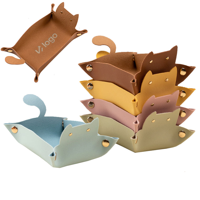 Creative Cat Leather Storage Tray
