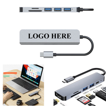 6 In 1 Aluminum Alloy Usb C Hub Hdmi Adapter