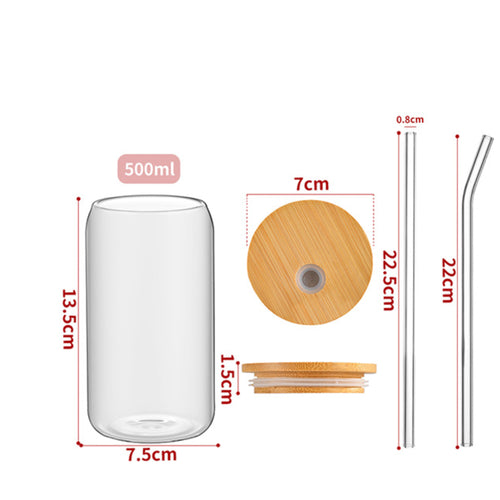 16 OZ Borosilicate Straw Glass with Bamboo Lid