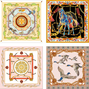 Full Color Printed Simulated Silk Square Scarves/Bandanna