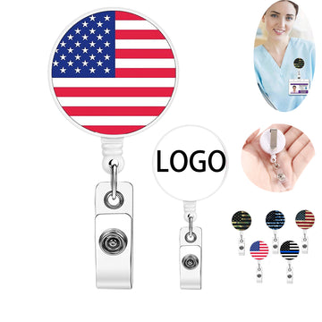 American Flag Badge Reel USA Badge Reel Retractable
