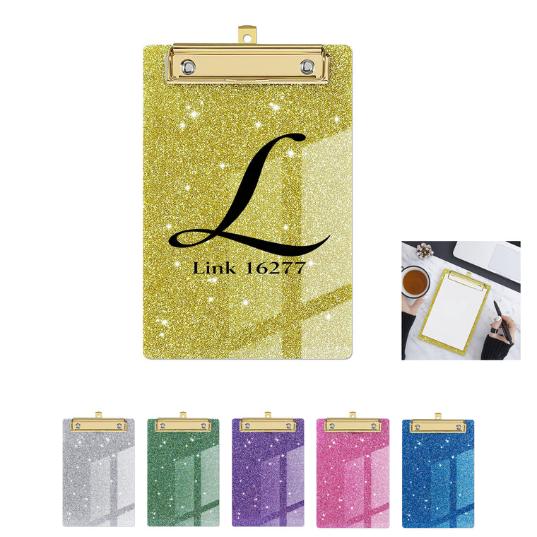 Glitter Acrylic Clipboard With Gold Clip