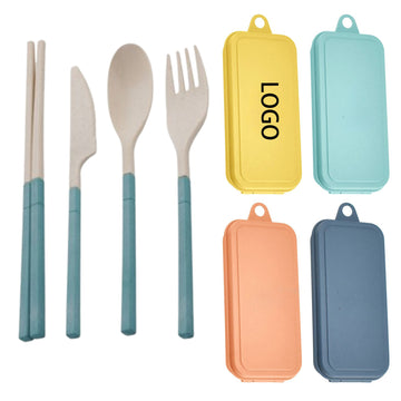 Wheat Straw Cutlery Spoon Knife Fork Utensils Set With Case