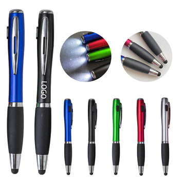 3-In-1 Stylus Ballpoint Pen With Flashlight
