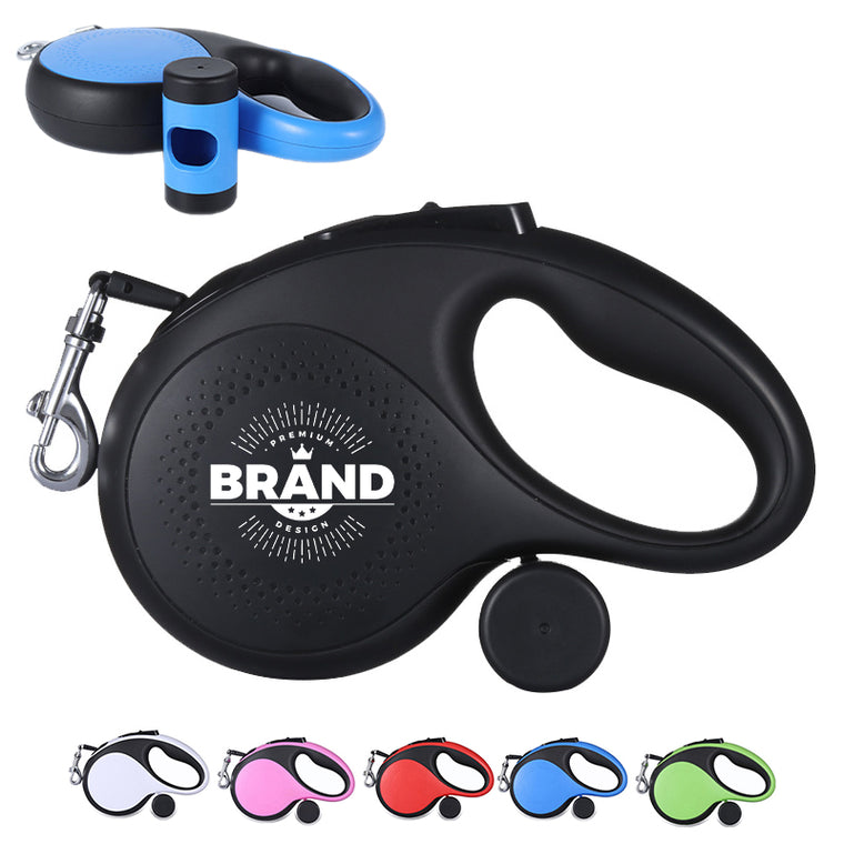 Retractable Dog Leash With Poop Bag Dispenser