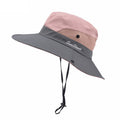 Ponytail Sun Bucket Hat Wide Brim UPF 50+
