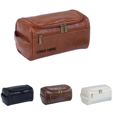 PU Leather Hanging Travel Shaving & Grooming Kit Bag