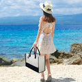 Large Classic Black And White Cotton Canvas Tote