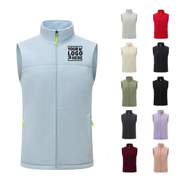 Unisex Fleece Vest Full Zip Warm Outdoor Layer
