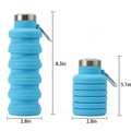 18 Oz Foldable Silicone Water Bottle W/ Carabiner Clip