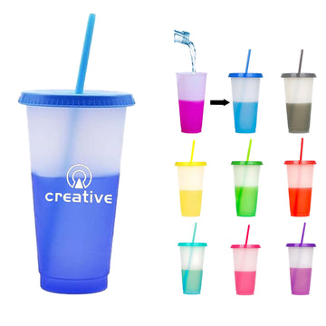 24Oz Color Changing Cup With Straw