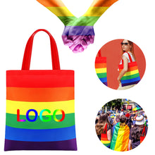 Rainbow Striped Canvas Tote Bag with Handle-13
