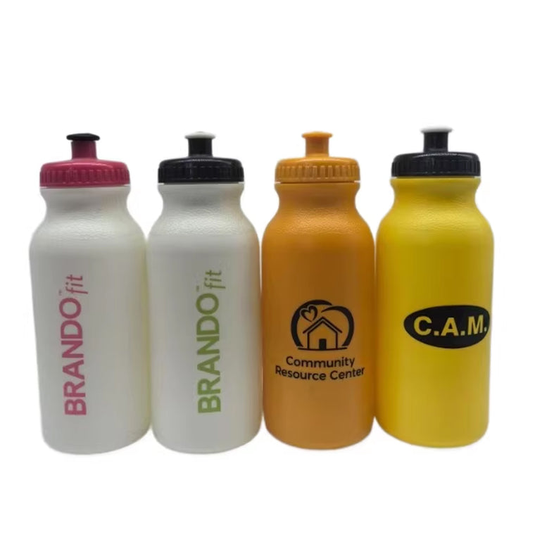 20 Oz. White Super Value Sports Bottle W/ Ridged Cap