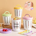 Double-Layer Drain Sealed Fuit&Salad Storage Cup With Fork
