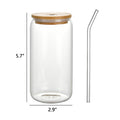 16oz Beer Can Shaped Glasses With Straw & Bamboo Lid
