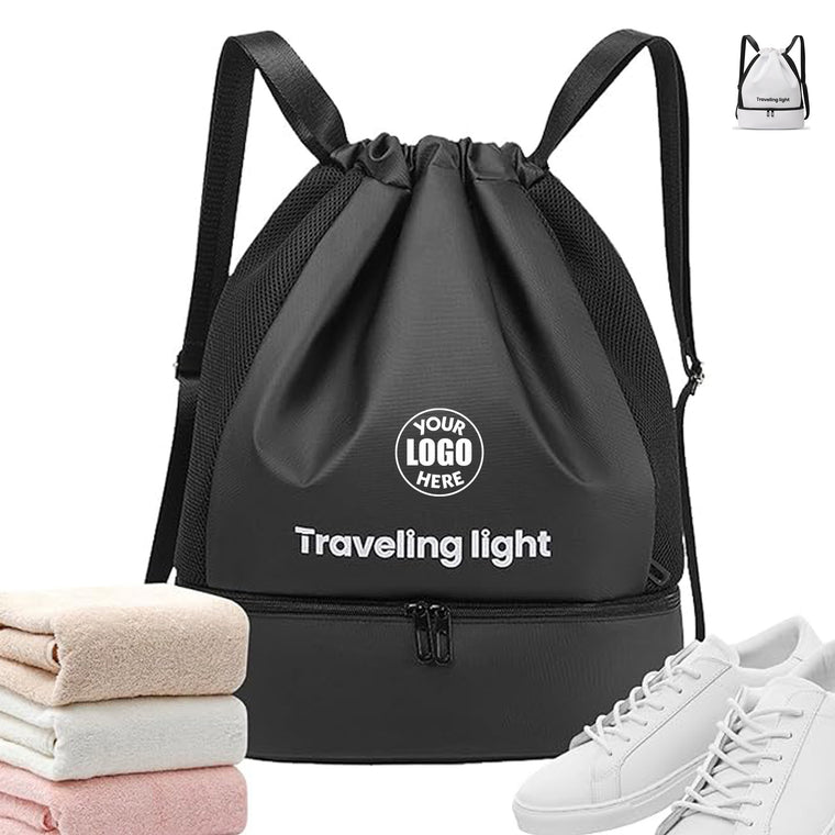 Lightweight Drawstring Gym Sack With Shoe Compartment