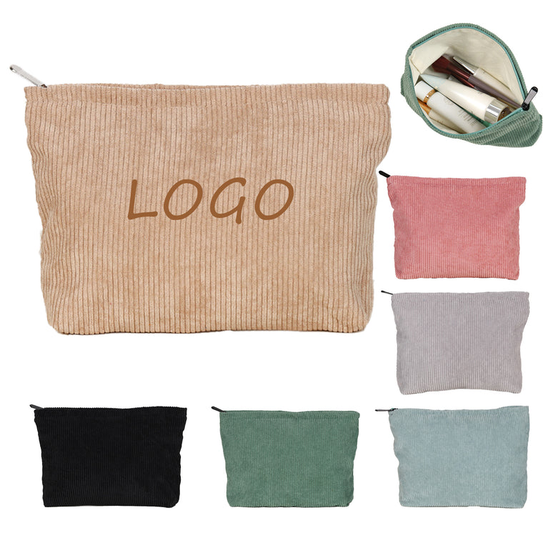 Corduroy Portable Zipper Makeup Pouch