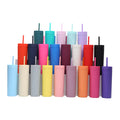 Double Wall Matte Finishing 16Oz Plastic Straw Tumbler
