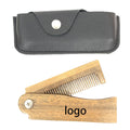 Wooden Viking Folding Hair Beard Comb Carrying Pouch For Men